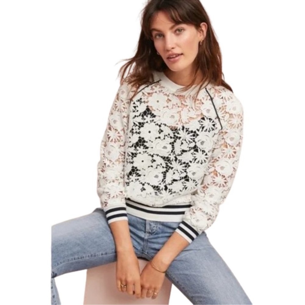 Anthropologie Maeve Appliqué lace top